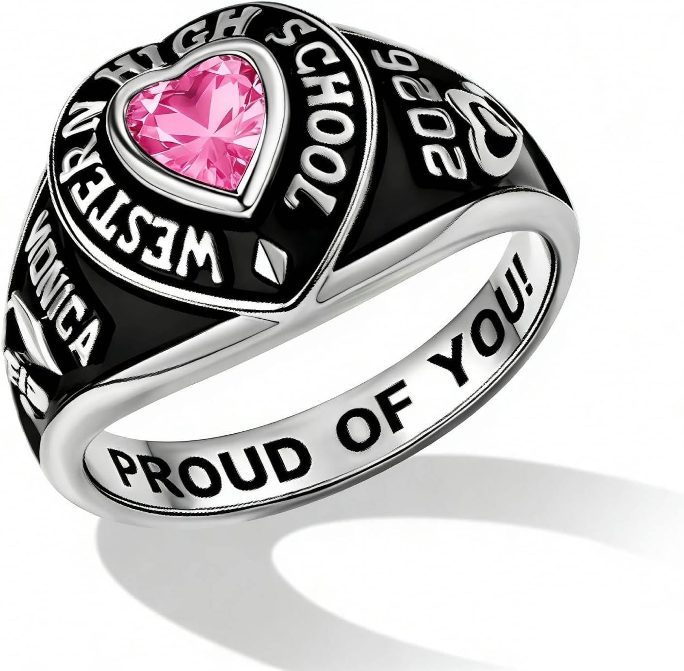 LucySky Custom Class Rings for Women 925 Sterling Silver/Brass Personalized Class Ring with Birthstones High School College University Graduation Rings for Her Graduation Gifts
