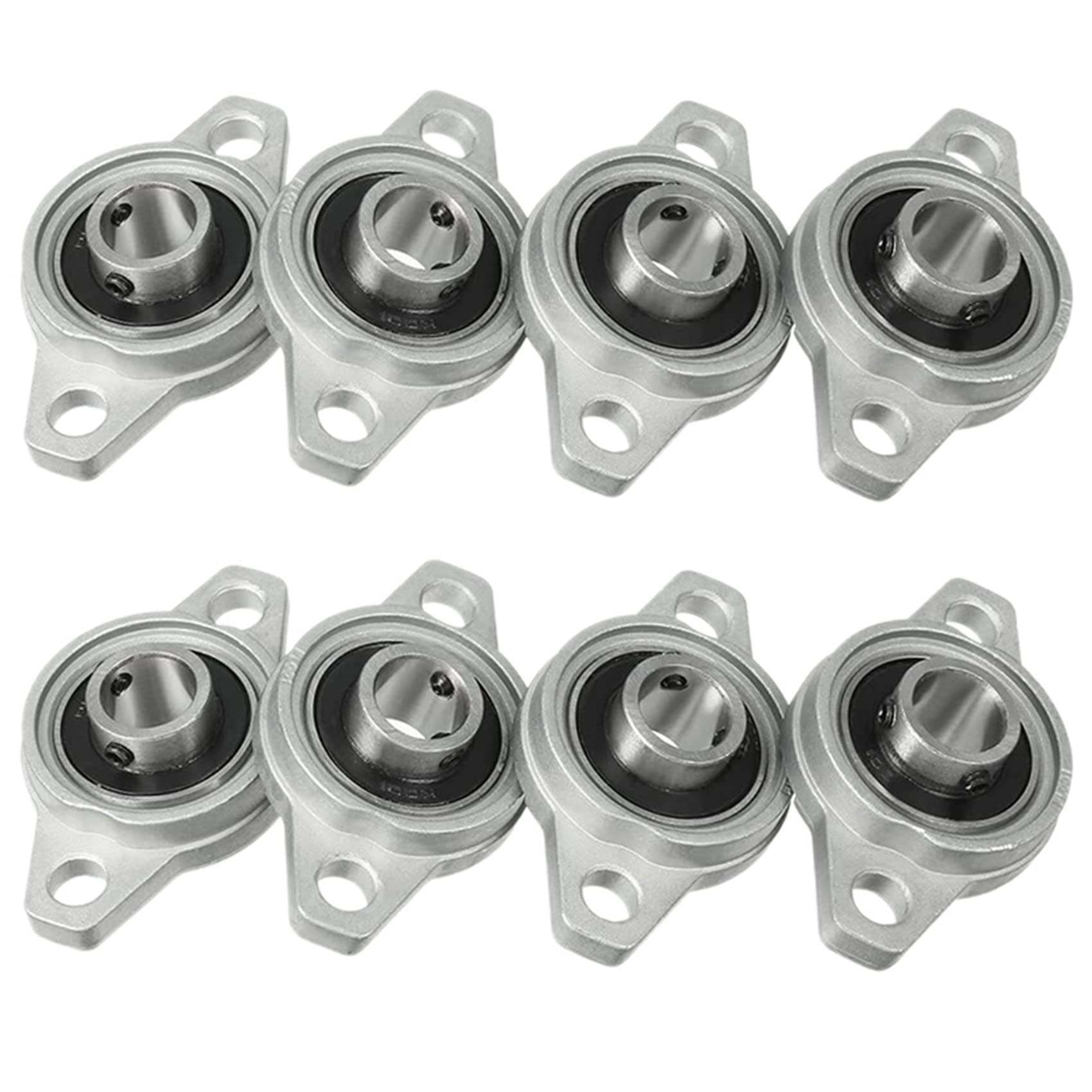 Jnchdghwa Silver 8Pcs Kfl001 12Mm Zinc Alloy Self Aligning Pillow Block Flange Bearing Rhombic Bearing Housing