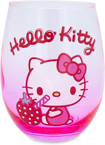 Toynk Sanrio Hello Kitty Strawberry Sip - Vaso de vino sin tallo para cócteles, capacidad para 20 onzas