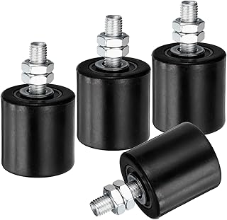 uxcell 4Pcs Slide Gate Guide Roller, 2" Nylon Rollers Gate Support Assembly, Universal Sealed Ball Bearing Rolling Gate Guider for Sliding Door, Black
