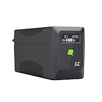 Green Cell PowerProof Gruppo di continuità UPS 650VA, 360W con display LCD, onda sinusoidale modificata, batteria 12V 7Ah, protezione sovratensioni, backup energia, USB, RJ45, 2 prese Schuko