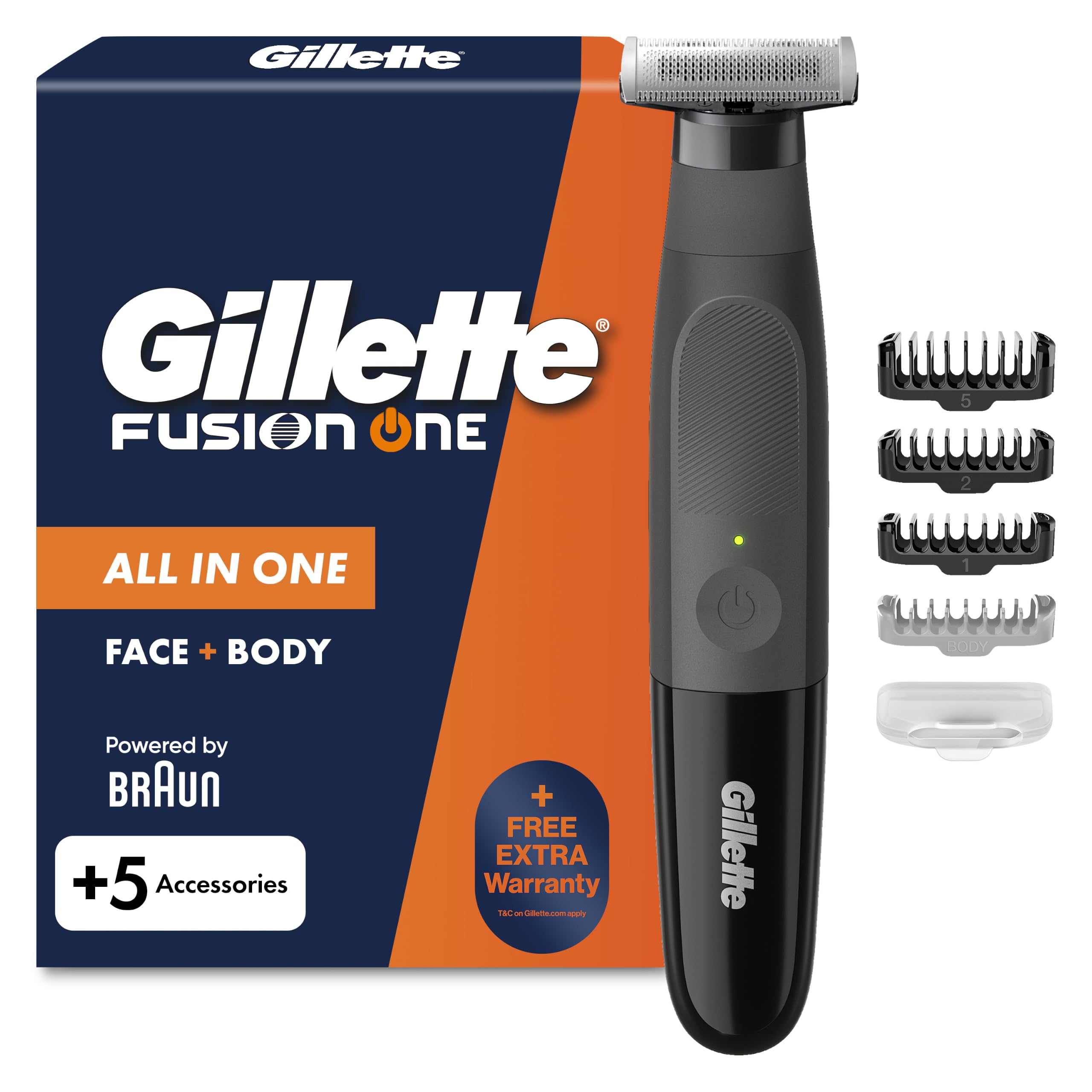 Gillette Fusion One Face and Body Electric Beard Trimmer Men with One Blade