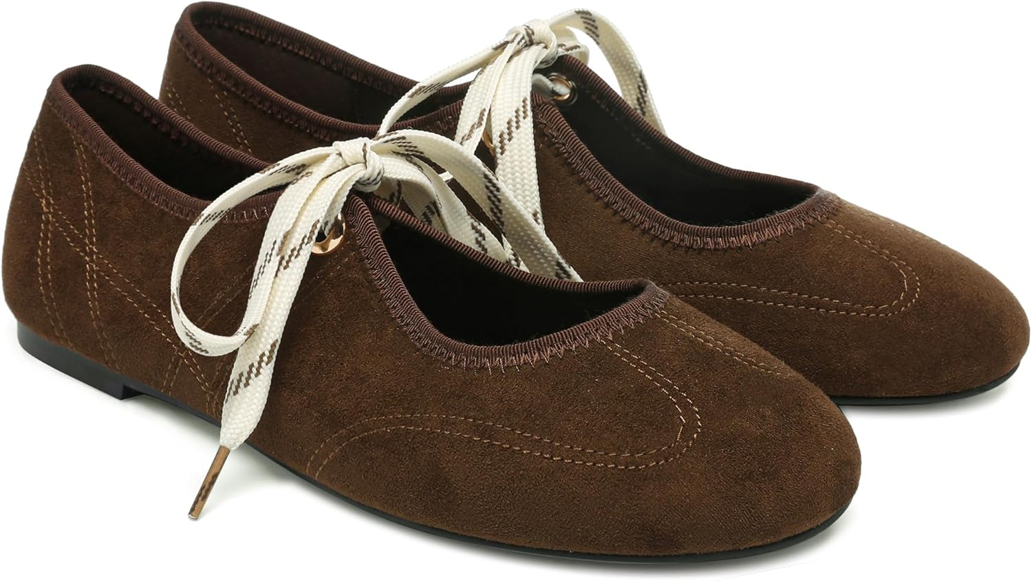 Lace up Round Toe Ballet Flats for Women Cute Slip on Soft Mary Jane Flats Casual Ballerina Shoes - Image 4