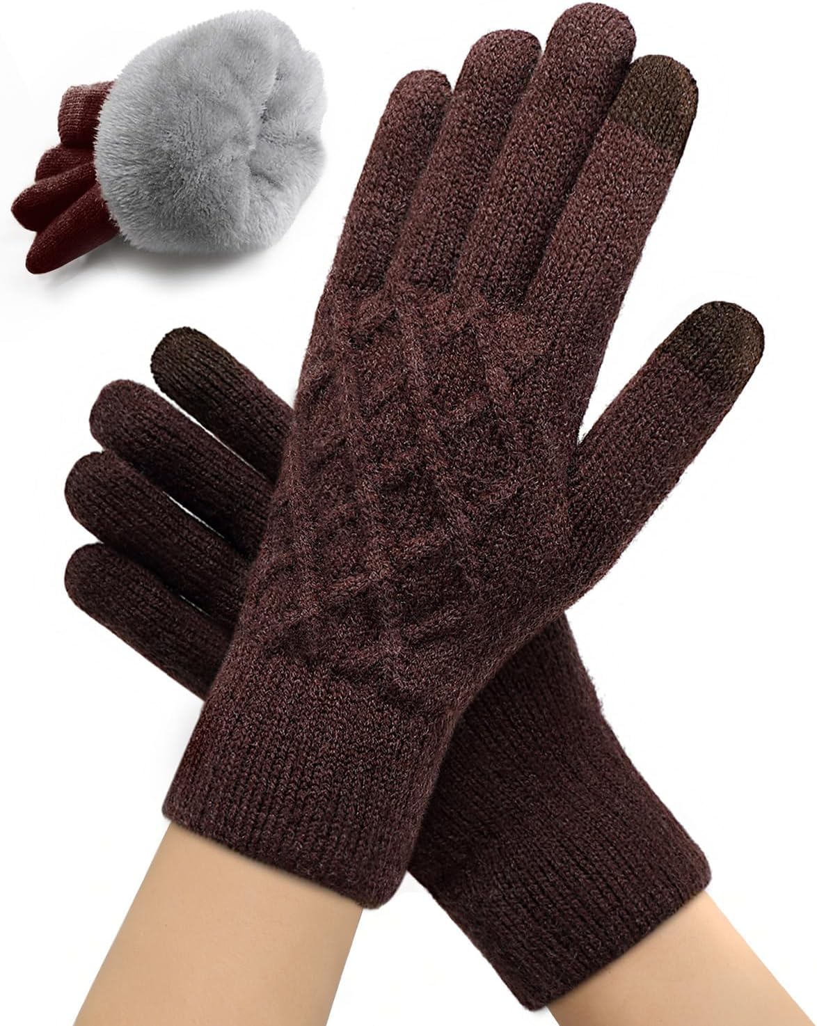 Winter Gloves for Women Men – Warm Touchscreen Knit, Thermal Wool Lining Cold Weather Gloves for Driving Texting