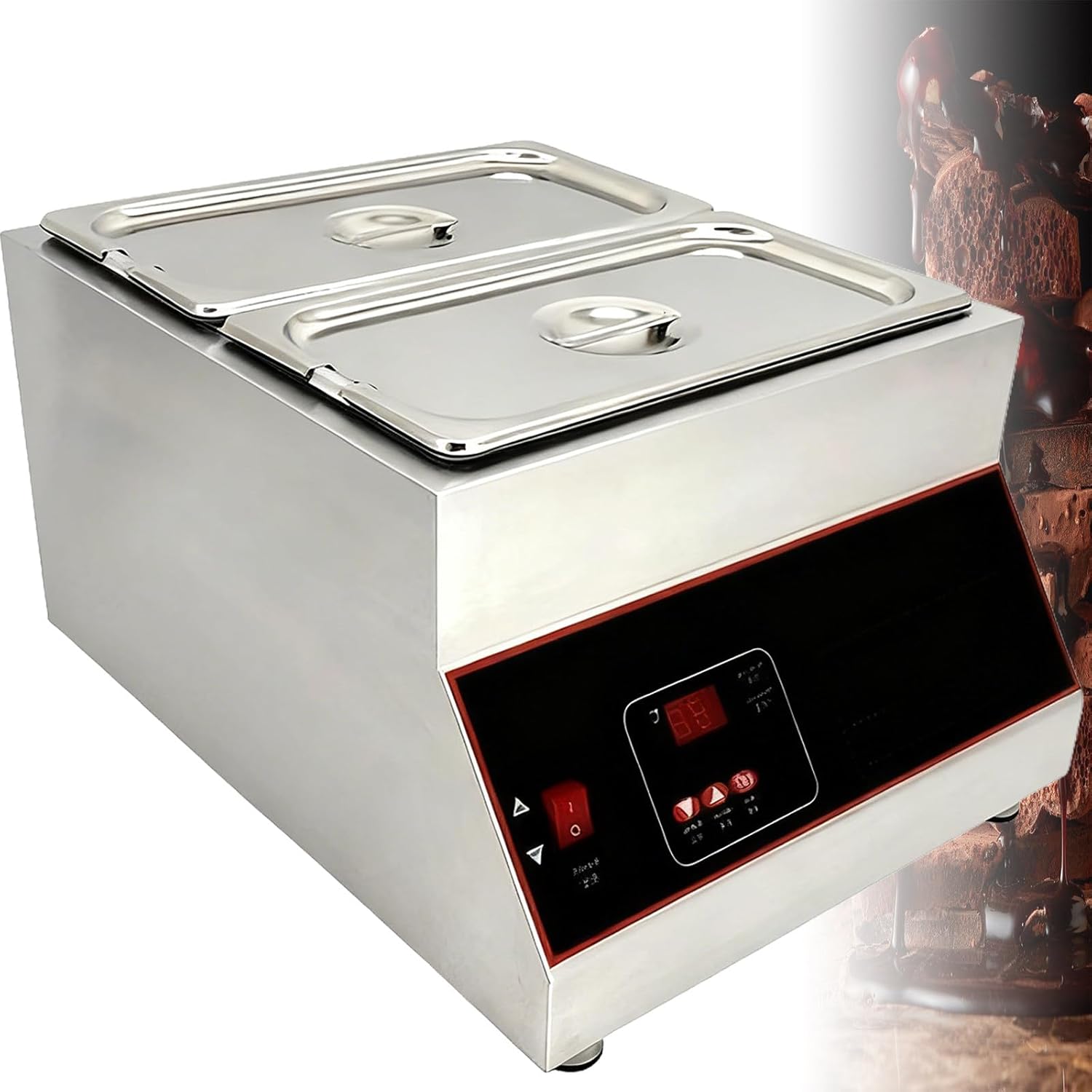 Chocolate Melting Pot, 32-203℉ Air-Heating Fondue Machine with Lid for Melting Chocolate and Candy, Commercial Use