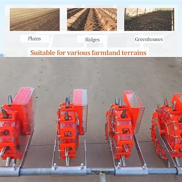 Heavy-Duty Farm Seeder Tractor, 12 Cones Pull Behind Garden Seeder, Corn Planter for Tractor, Adjustable Tractor Mounted Seeder with 8 Seed Wheels, for Corn Soybean Peanut