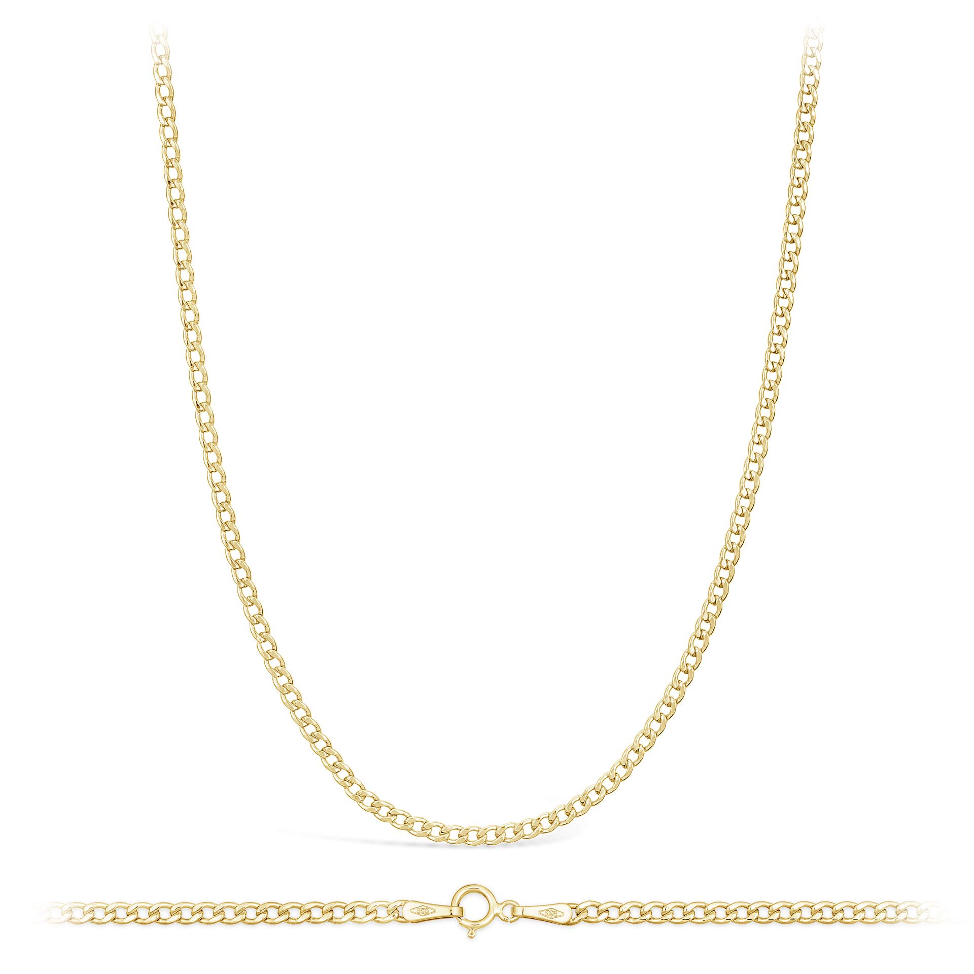 14 Karat 585 Gold Panzerkette Gelbgold Unisex Kette - Breite 2.3 mm