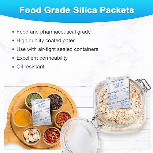 Miniatura 4 de Paquetes de desecantes  0.07 oz 500 paquetes absorbentes de humedad, desecante de grado alimenticio con indicador de color, paquetes de desecantes