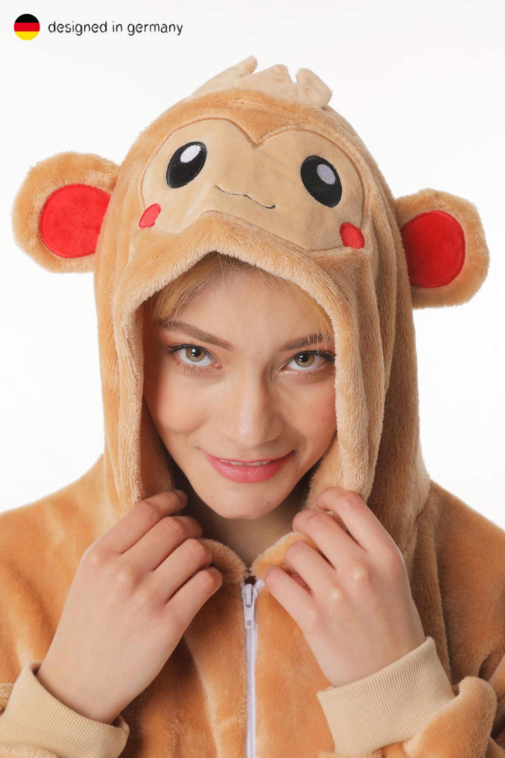 corimori Henry de luiaard onesie jumpsuit voor dames en heren, maat 180-190 cm, bruin-crème