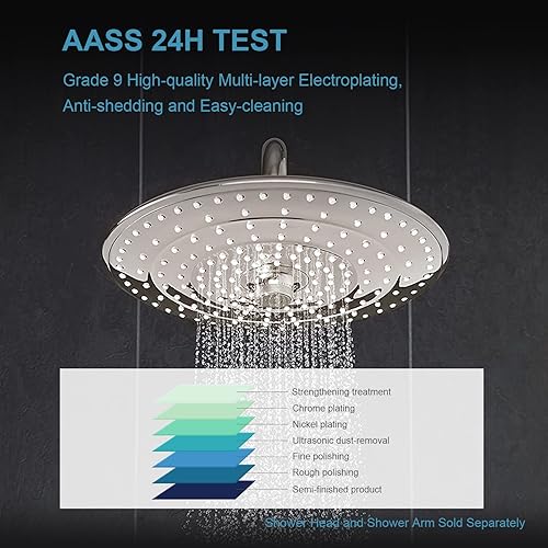 Miniatura 4 de OFFO Brazo de extensión de cabezal de ducha de 10 pulgadas, brazo de ducha en forma de S de níquel cepillado con brida, extensión de brazo de ducha