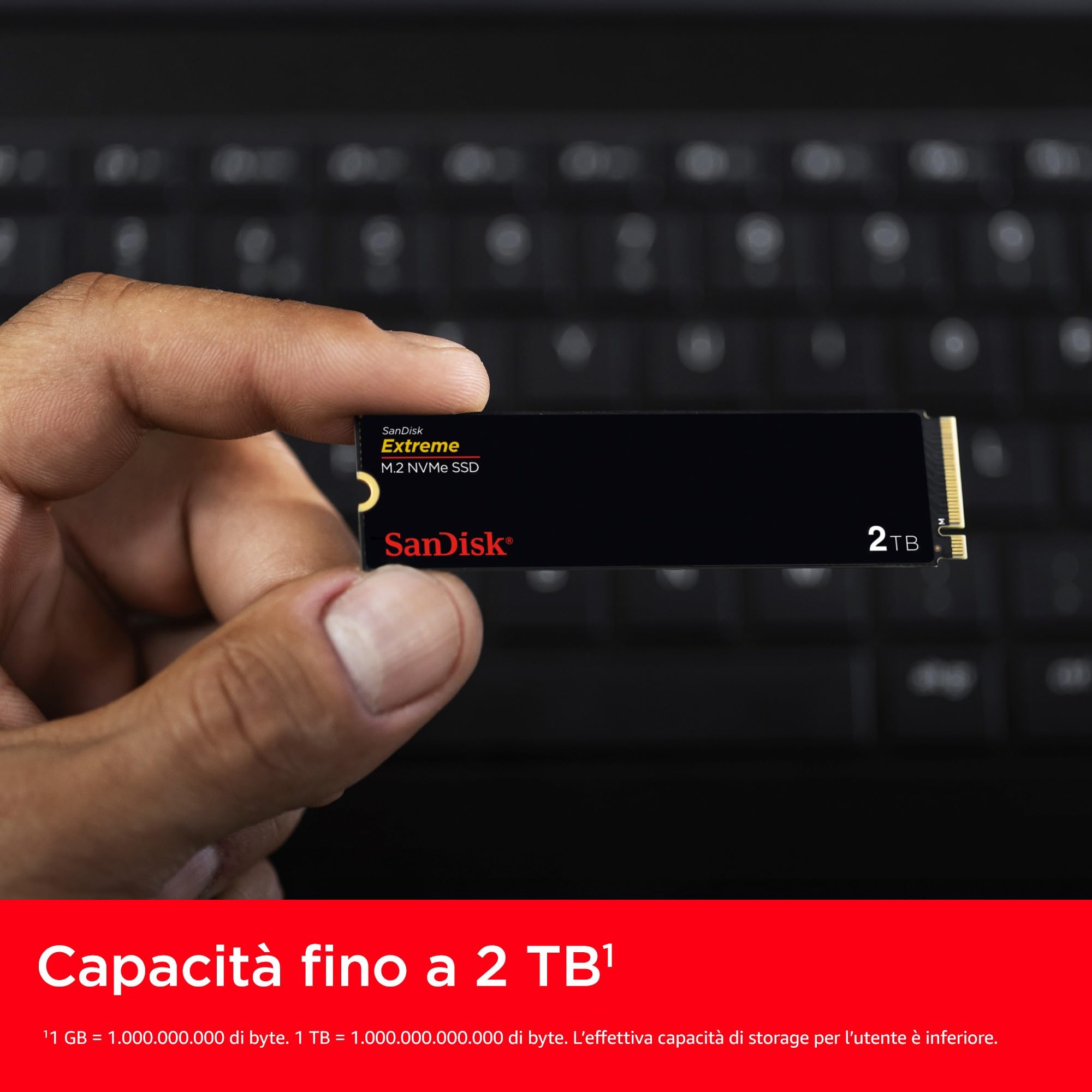 SanDisk Extreme 1TB, M.2 2280 PCIe Gen 4 NVMe SSD, con velocità di