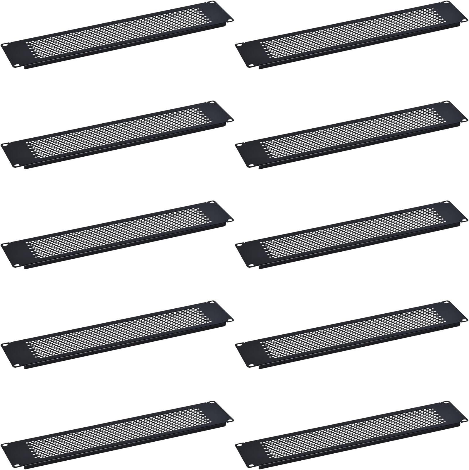 RackPath 2U Blank Rack Mount Panel Spacer with Venting (10 Pack) for 19in Server Rack Enclosure or Network Cabinet