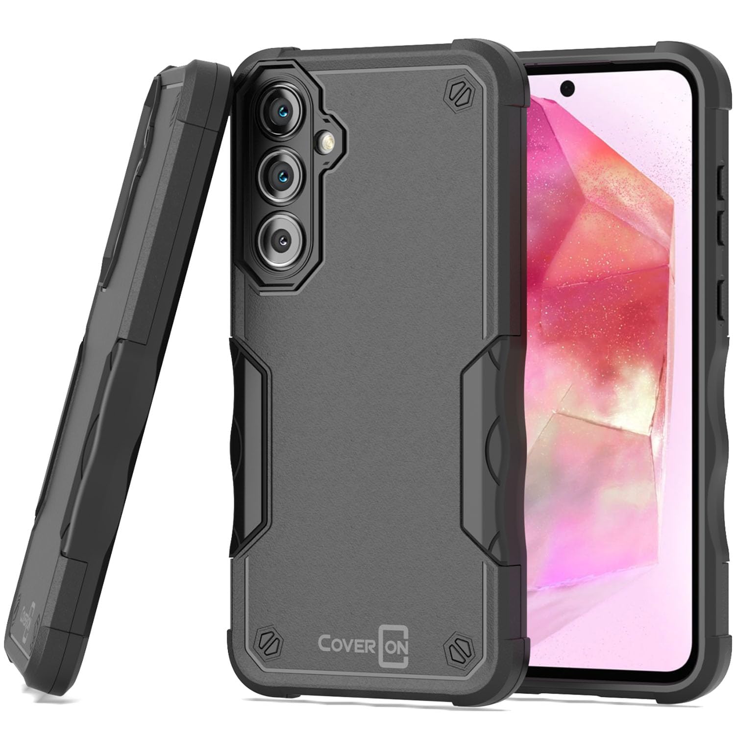 CoverON Heavy Duty Designed for Samsung Galaxy A55 5G Phone Case, Rugged Military Grade A Hard Hybrid TPU Skin Heavy Duty Rigid Tough Cover Fit Galaxy