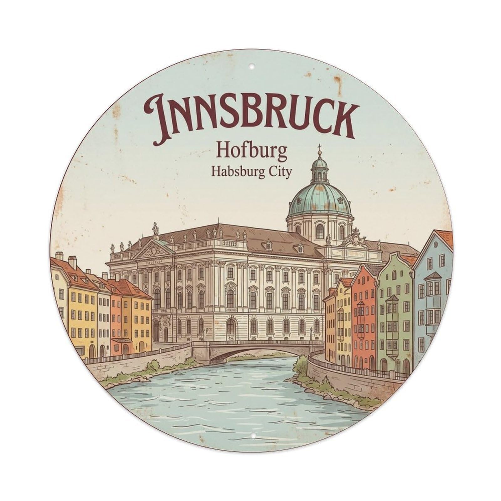 Innsbruck Tyrol Alpine Town Retro Destination Metal Tin Sign