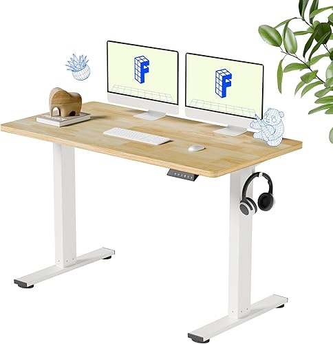 Miniatura 32 de FLEXISPOT EN1 Escritorio de pie de bambú, 48 x 24 pulgadas, escritorio eléctrico de altura ajustable para oficina en casa (marco negro + escritorio