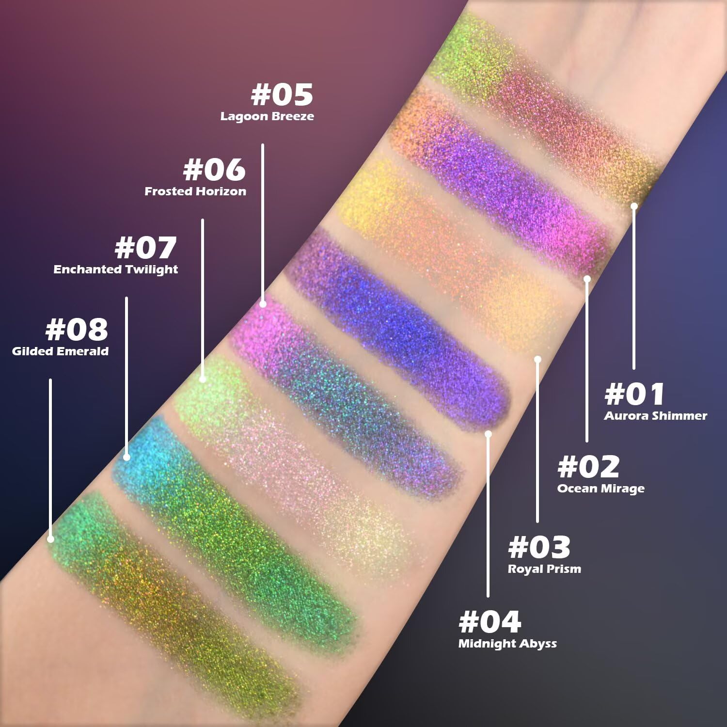CHARMACY Multichrome Glitter Eyeshadow, Intense Pigmentation Chameleon Sparkling Eyeshadow, Bright Highlighter Duochrome Eye Make Up, Multi-Reflective Finishes Glitter Metallic Eye Makeup #05: 102-Ocean Mirage 0.04 Ounce (Pack of 1)