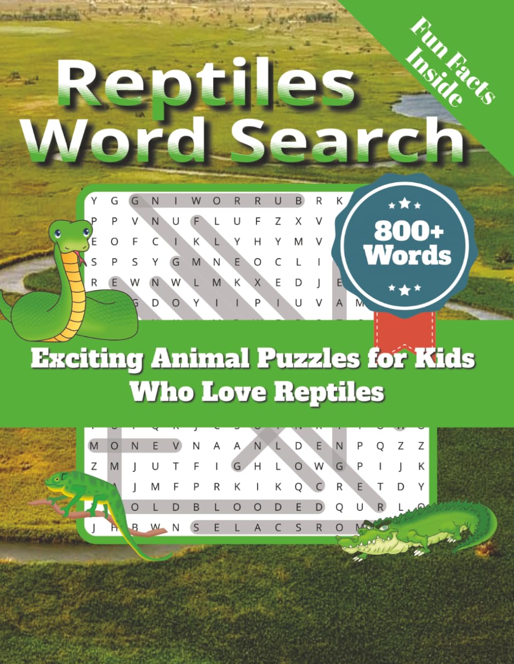 Reptiles Word Search Puzzle Book: Word Searches with Easy to Read Print about Reptiles, Animals, Wildlife, and more | 8.5x11 inches, 121 pages | 70 ... Gift For Vacation, Holiday, and Free Times.