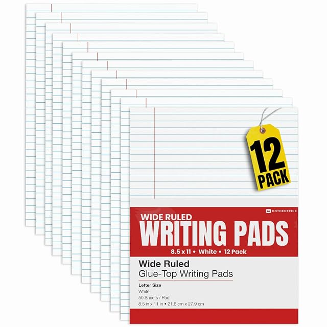 1InTheOffice Legal Rule Writing Pad Wide Ruled 8 5 x 11 Glue Top Writing Pad Legal Notepad Letter
