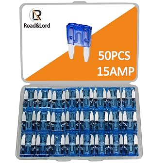 50Pcs Mini Blade Fuses, 15A MiniFuse, ATM APM Blade Fuse, Fusibles Automotive Car MiniFuses Assortment, Mini-Boat-fuses, ATM APM Kit for Car/RV/Truck/Motorcycle 15A