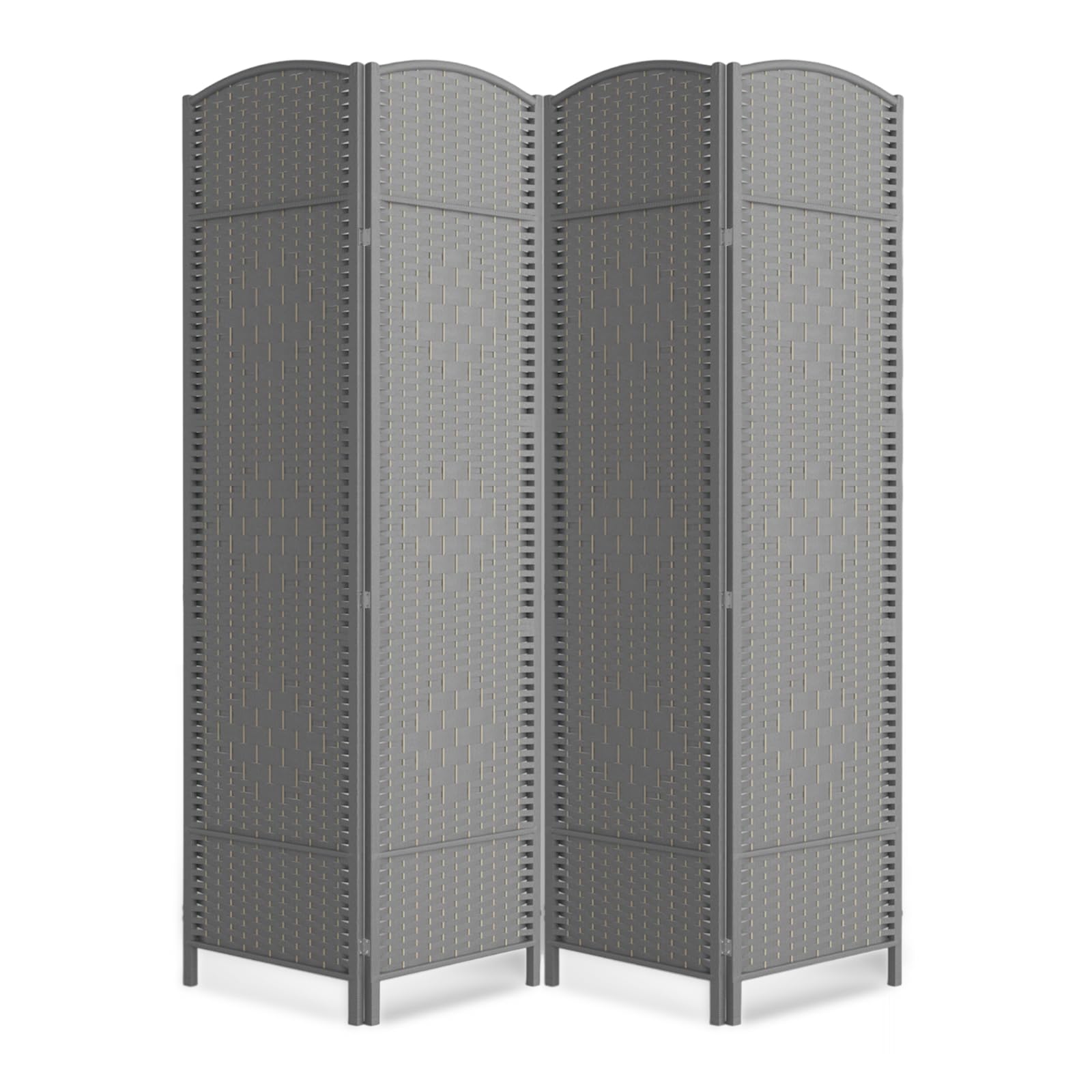 cocosica Paper Rope Room Divider, 4 Panel Wood Mesh Woven Design Screen with Double Sides Weaved, Foldable Portable Partition Divider Screen for