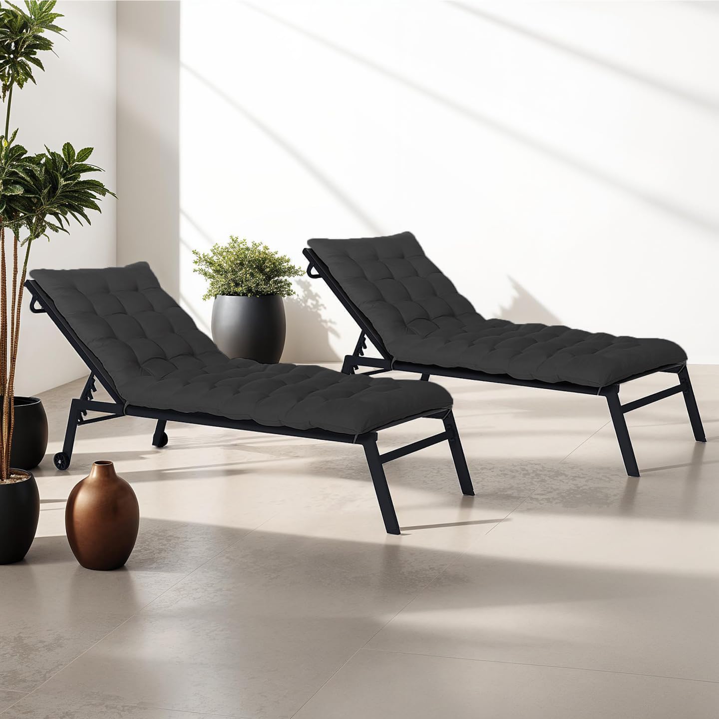 IDMarket - Set di 2 Cuscini universali per Sdraio Adam 180 cm, Nero