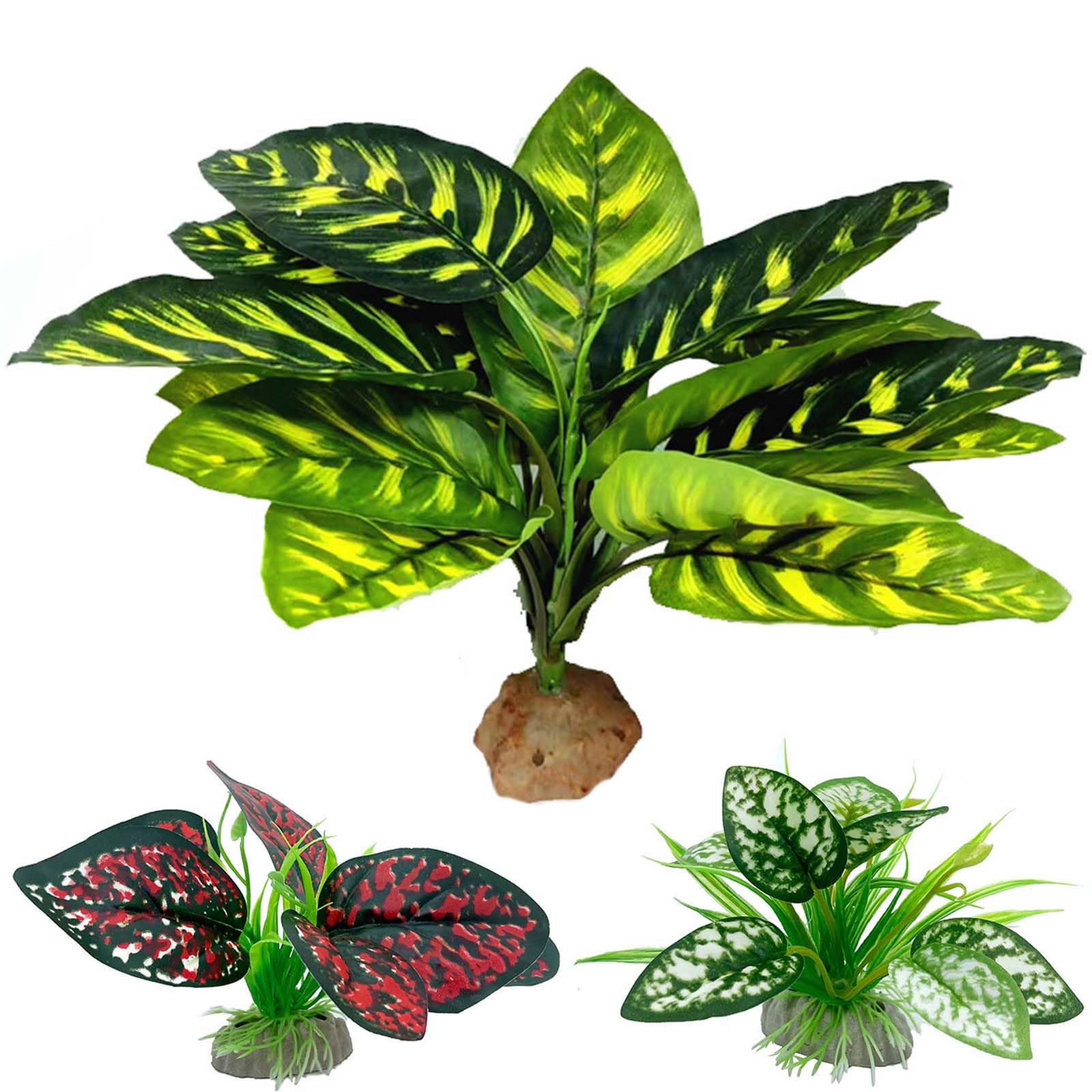 Moonorange Reptile Artificial Plants, Terrarium Plants Decorations Supplies, Aquarium Fish Tank Plant, Amphibian Habitat Hideout Tank Accessories(L