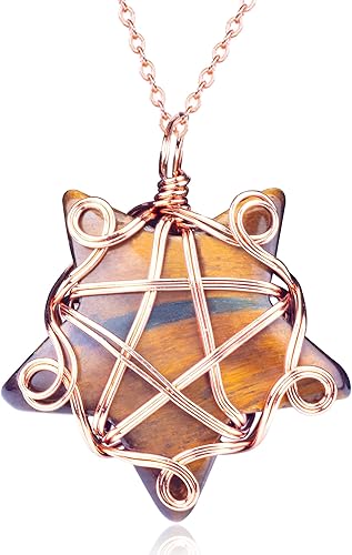 Collar con dije de cristal de estrella de ojo de tigre, collar de piedra de cristal curativo, piedras preciosas naturales, joyería de cuarzo,