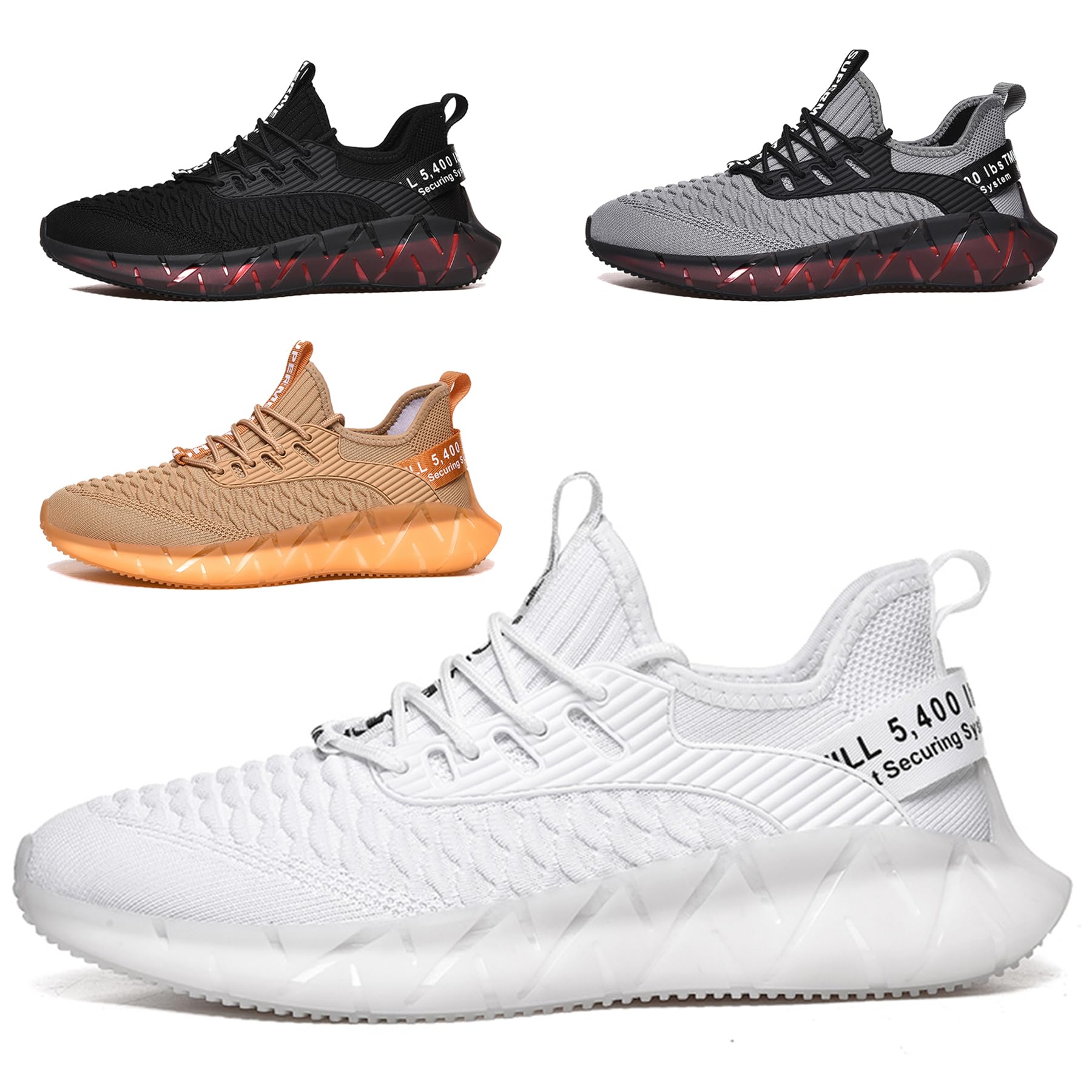 SSERHEHK Zapatillas de Deportes Hombre Mujer Zapatos Deportivos Running Zapatillas para Correr Ligero y con Estilo Negro Blanco Gris Dorado 36EU-46 EU