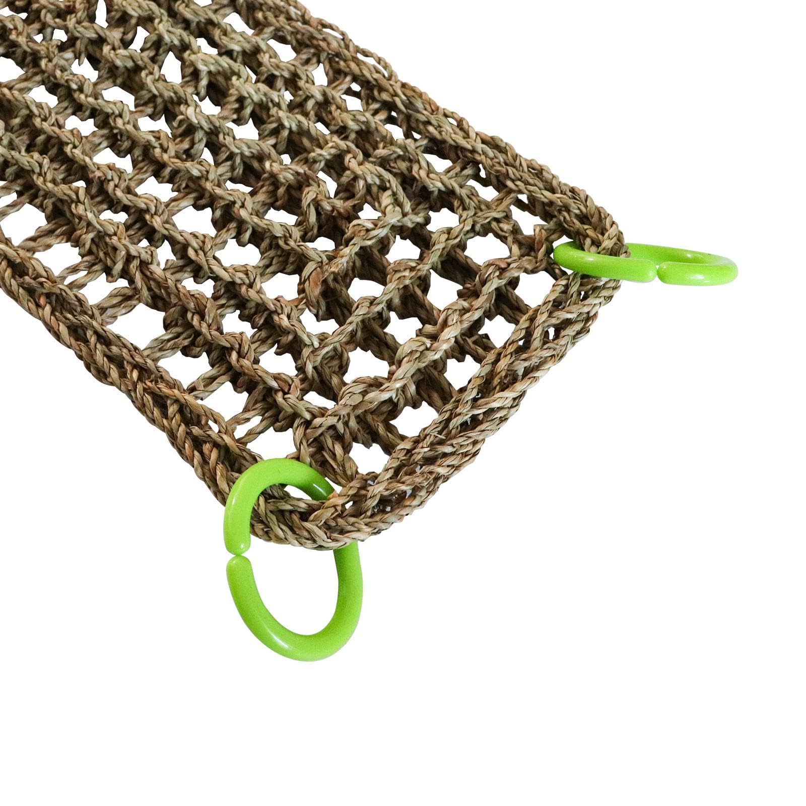 Dnoifne Tappetino in Erba Marina 100 × 18 cm – Rete Intrecciata Naturale con Ganci – Amaca e Scala per Uccelli, Roditori e Piccoli Animali