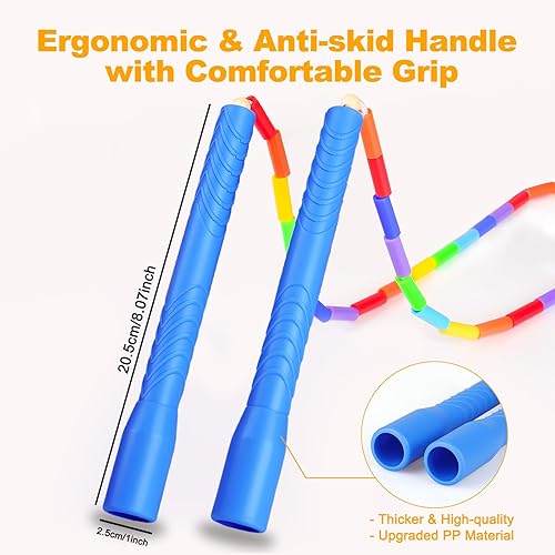 Miniatura 4 de Cuerdas de salto holandesas dobles de 16.5 pies para adultos y niños, cuerda de saltar larga Rainbw, cuerda de saltar con cuentas para fitness,