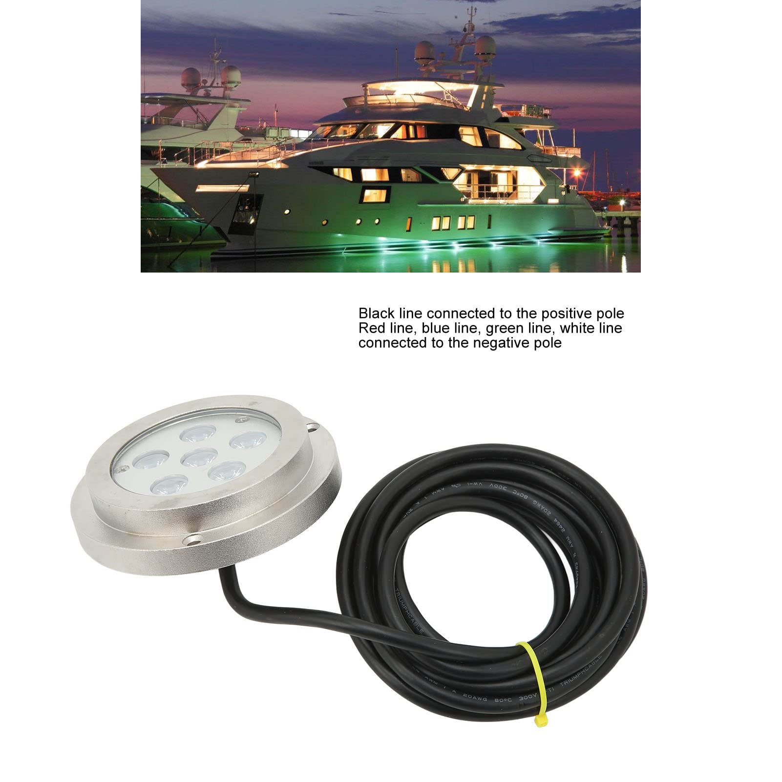 Luce Subacquea Marina Impermeabile IP68, 3,8 Pollici in Acciaio Inossidabile 316 LED per Barca a Tenuta Forte per Navi Yacht Barche a Motore