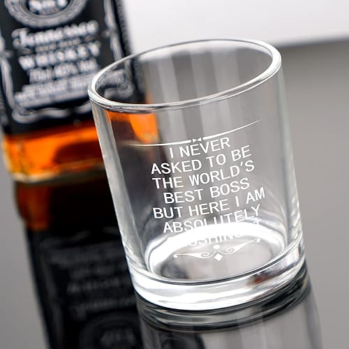 Miniatura 3 de Modwnfy Funny Boss - Vaso de whisky para el día del jefe, vaso antiguo de 10 onzas, el mejor whisky del mundo en el día del jefe, Navidad,