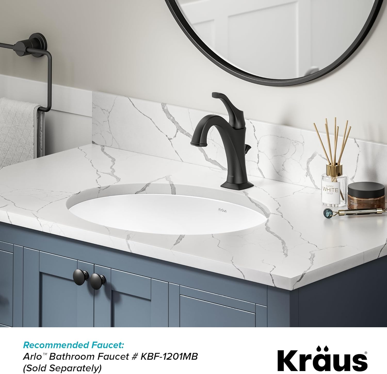 KRAUS Elavo 19.25 in. Oval Porcelain Ceramic Undermount Bathroom Sink in White with Overflow Drain, KCU-272