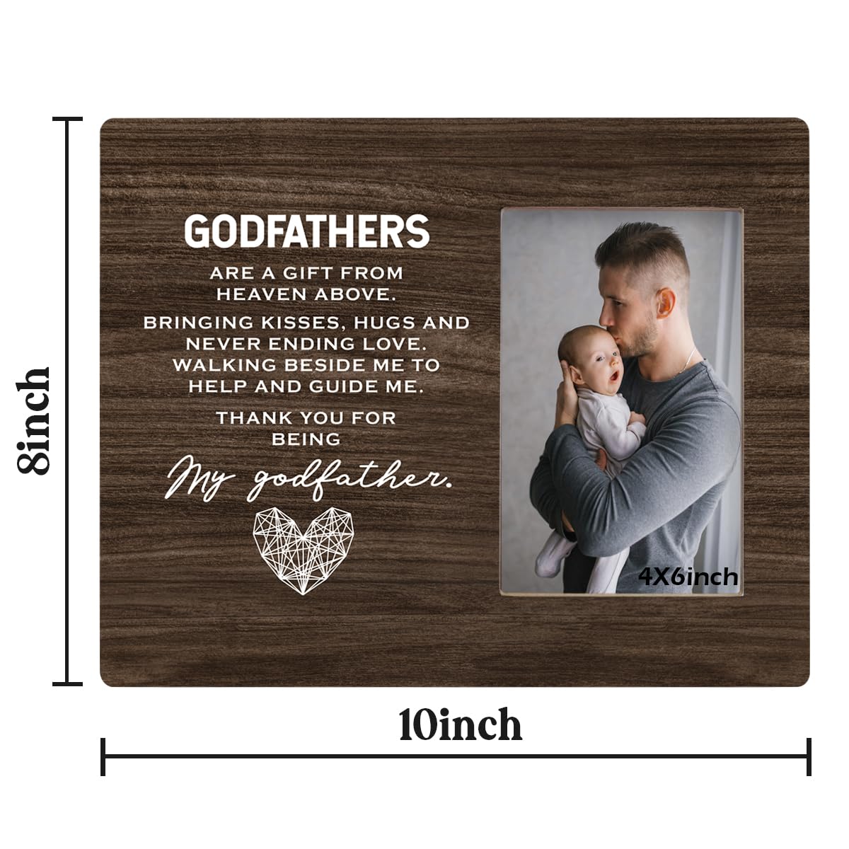 Godfathers Photo Frame Gift, Thank You Gift for Godfather from Goddaughter & Godson, Godfather Birthday Gift, 8x10 Inch Picture Frame, Display Pictures 4x6 Inch, Photo Gifts Wooden Picture Frame