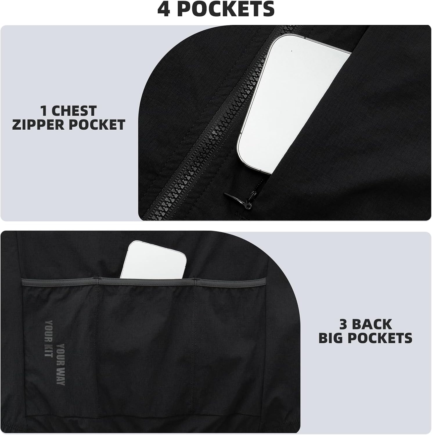 YKYWBIKE Cycling Vest for Men Sleeveless Cycling Jacket Fleece Biking Vest Ykk Full Zip Cycling Gilet Windproof Bike Vest Waterproof Bicycle Gilet - Image 4