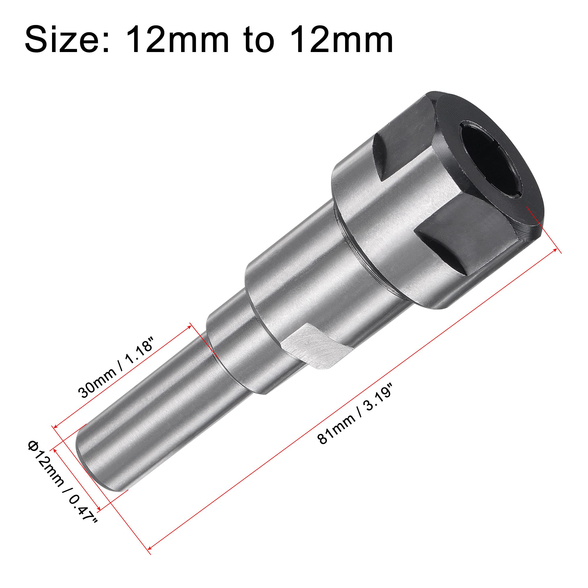 sourcing map Router Collet Extension Tige Convertisseur Adaptateur 12mm à 12mm pour CNC Gravure Machine Travail Bois Fraisage Mèche