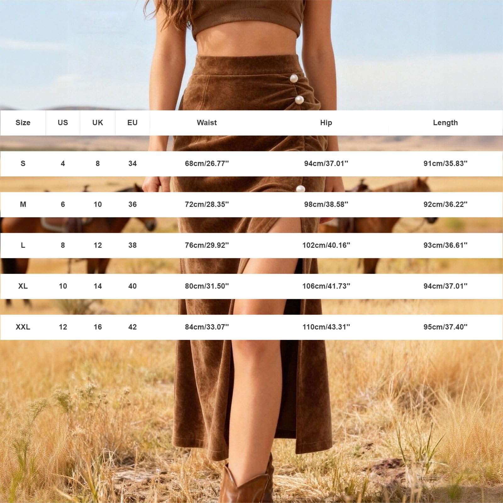 Générique Jupe Femme Mi Longue en Jupe Maxi Plage Plissée De Plage avec Poches Taille A-Ligne Femme Bohême Élégante Elastique Vacances Longue pour Décontractée Haute Tour