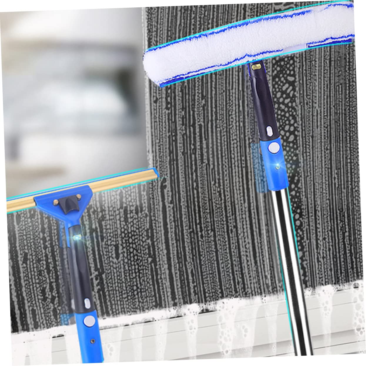 FOMIYES Limpiador De Escobilla para Ventanas con Varilla Limpiador De Ventanas De Microfibra Giratorio para Autos De Coche Rasqueta Limpiacristales