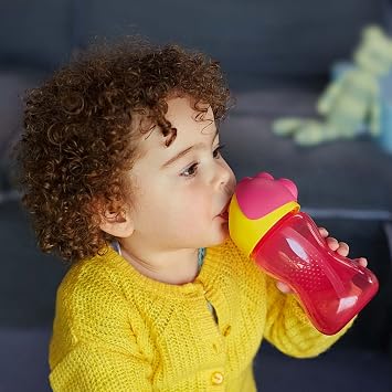 Philips Avent Straw Cup, 12 Month+, 300ml, Patterned, Drip-Free, Easy Grip, Dishwasher Washable, BPA-Free, Pink, SCF798/02