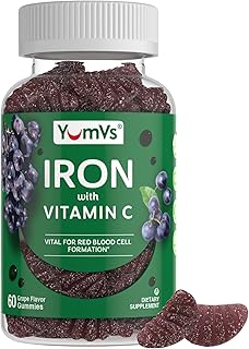 Iron Gummies Supplement with Vitamin C – 10 mg Iron Supplement – Great-Tasting Gummies Grape Flavor – Supports Immune Health & Helps with Iron Deficiency – Vegan, Kosher, Non-GMO – 60 Count