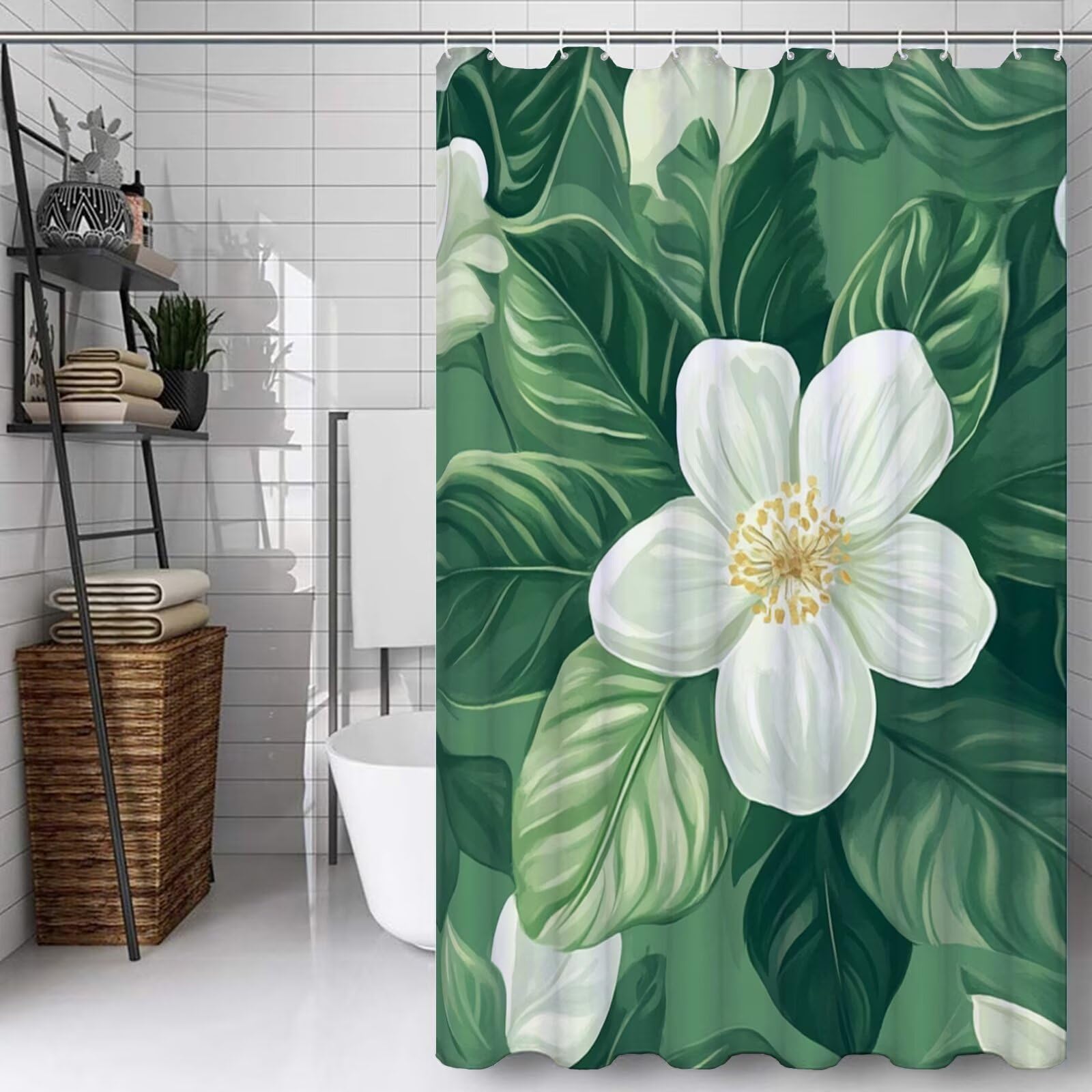 Rideau de douche imperméable avec ourlet lesté et œillets pour cabine de bain