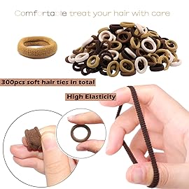 WillingTee Baby Hair Ties,300PCS Nylon Toddler Hair Ties for Girls, Kids Seamless Hair Bands, Girls Elastic Ponytail Holders,Brown