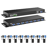 Vista 7 de MT-VIKI Consola KVM HDMI de 8 puertos, consola KVM de montaje en rack 1U con monitor LCD de 15.6 pulgadas, panel táctil integrado de profundidad