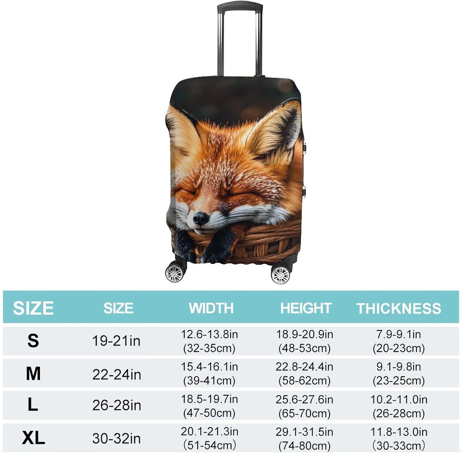 Funny Fox Creature Sleeping Luggage Cover for Travel, Washable Suitcase Protector for Home, Anti Scratch Luggage Covers M with Zippers on Both Sides, Suitcase Stretchable Outdoor Accessories image 2