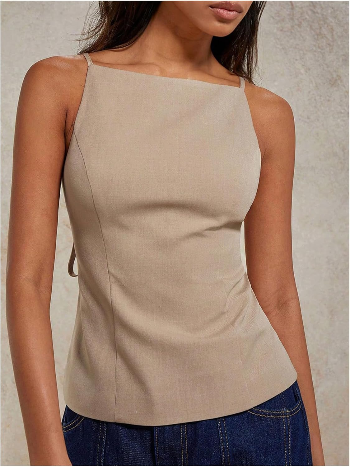 MakeMeChic Women's Going Out Tops Y2k Halter Tops Dressy Backless Top - Image 3