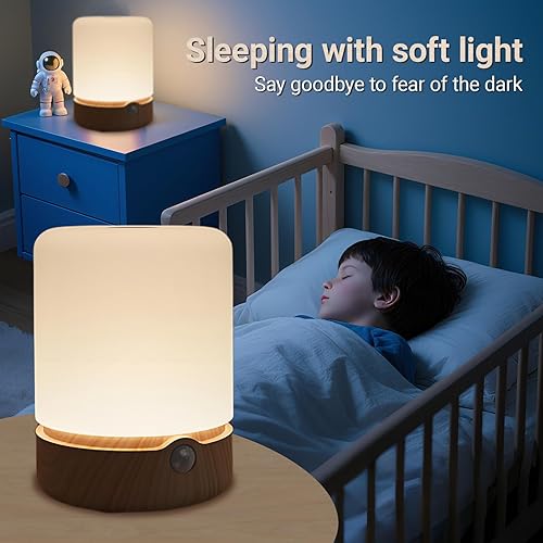 Miniatura 6 de Luz nocturna, lámpara con sensor táctil de toque, lámpara de mesita de noche para niños, dormitorio, mesita de noche, guardería, pequeña, portátil,