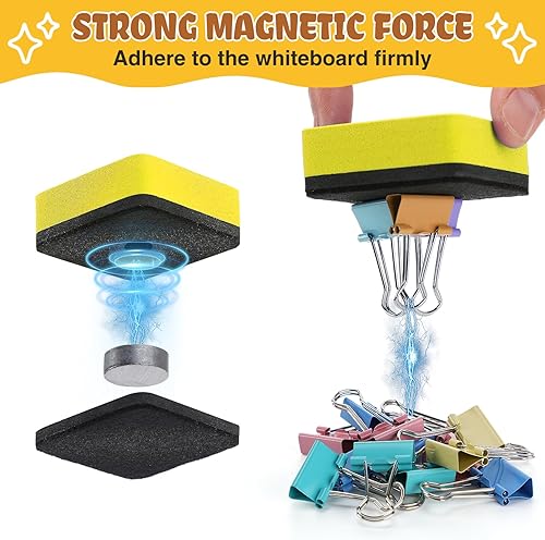 Miniatura 3 de 24 borradores magnéticos fuertes para pizarra blanca, mini borradores de borrado en seco, limpiadores de pizarra pequeña para niños y profesores,