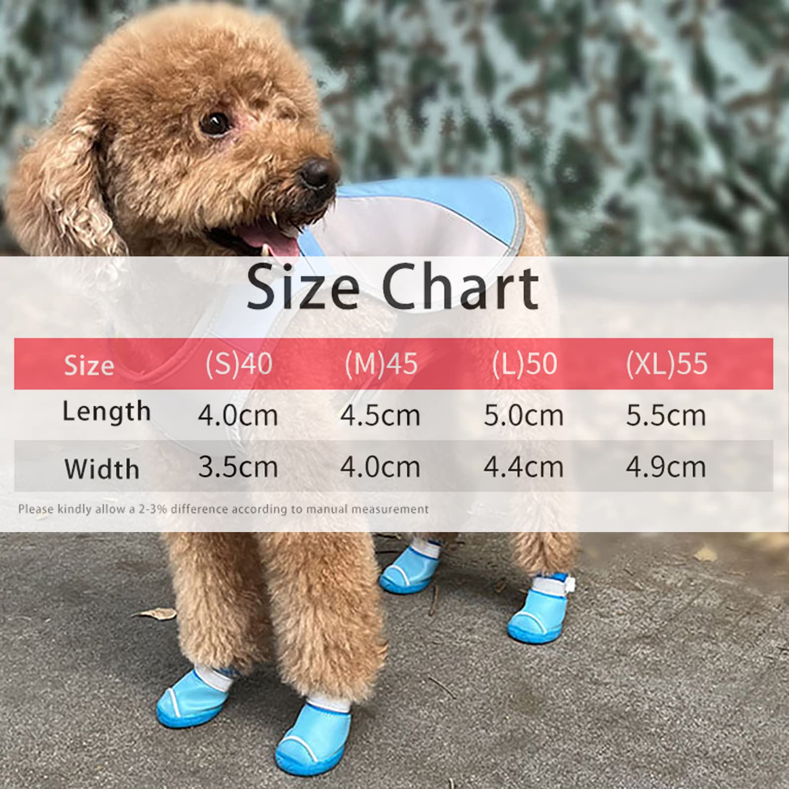 Bottes Chien, Lot de 4 Chaussures pour Chien Imperméables Semelle Antidérapante Protecteurs de Pattes Extérieures Chaussures de Chien pour Petits Chiens Moyens