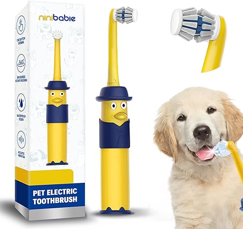 Ninibabie Cepillo de dientes eléctrico para perros,Cepillo de dientes eléctrico sónico para perro,Nuevo kit de cepillo de dientes para perros de 360