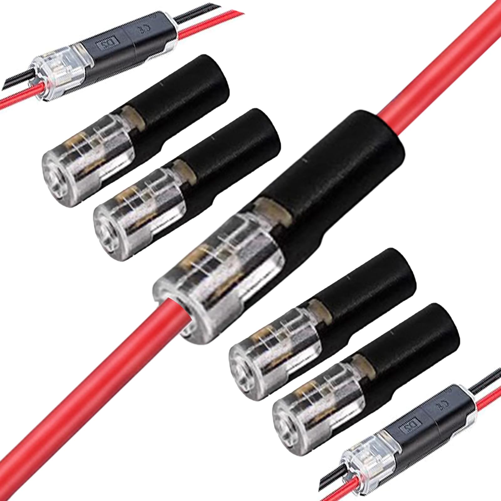 Wire Connectors, No Strip No Solder Quick Connect Electrical Connectors, Push Fit 2 Pin Bullet Connector for 22-18 AWG Wire, 300V 9A, 105°C Heat Resistant, Car Audio, Motorcycle, DIY Projects (50PC)